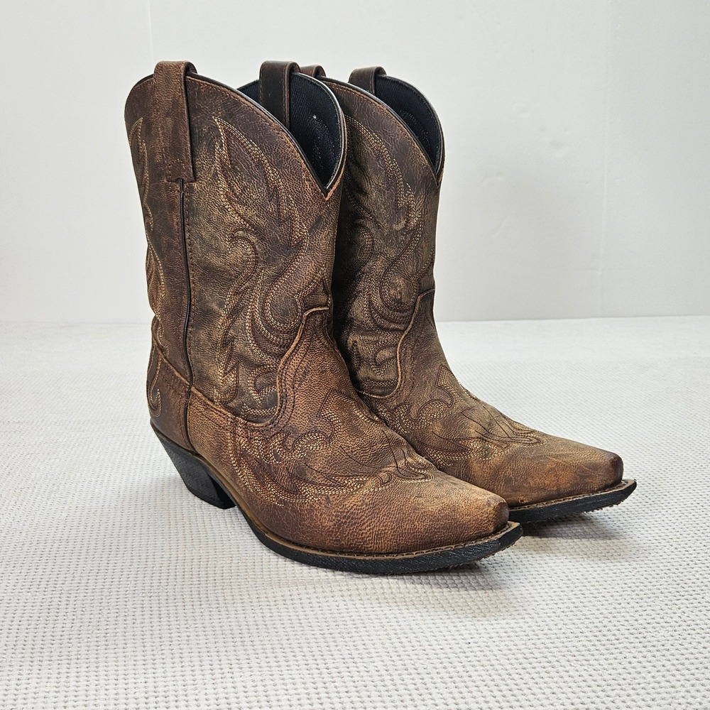 Laredo 52094 Womens Brown Distressed Leather Snip Toe Western Cowboy Boots 10M - Picture 16 of 16